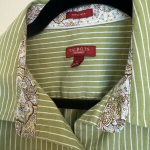 Talbots Olive Striped Men's Shirt